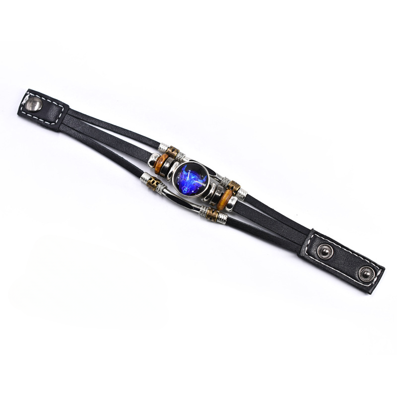 Pulsera de cuero de cuero de dos parejas de constelation de constelación al por mayor